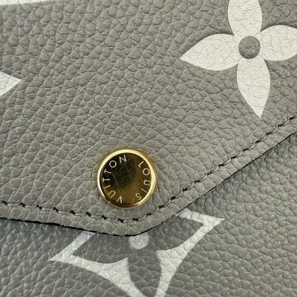 Auth Louis Vuitton Felicie Pochette Bicolor Monogram Empreinte Leather Dove Gray - Picture 10 of 16